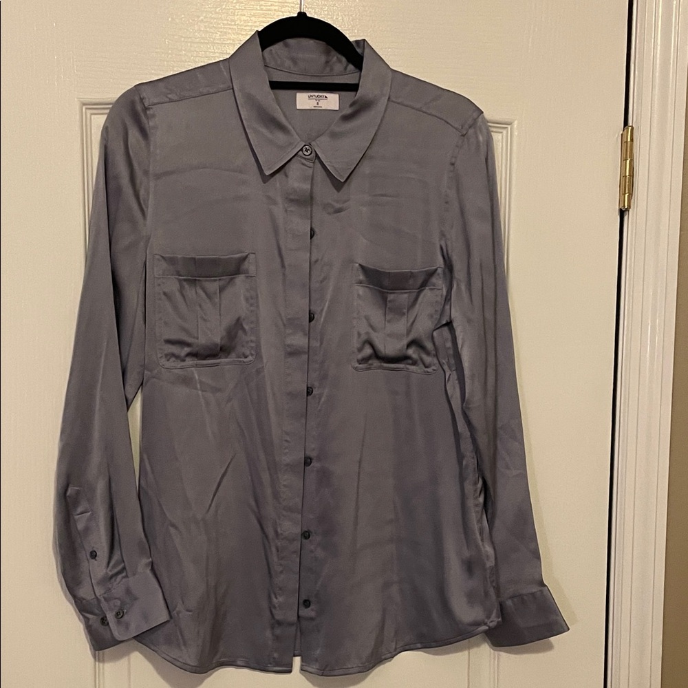 NWOT Silky Blue Button-Up Shirt